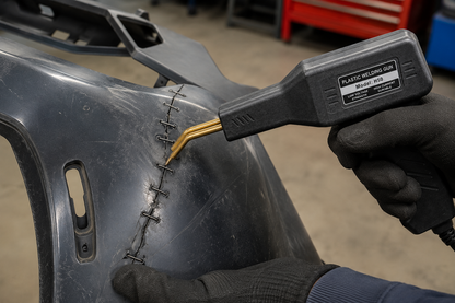 Kit Profesional de Reparación de Plásticos para Autos | Pistola Soldadora con Grapas Calientes